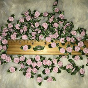 100 smaller pink ribbon roses New